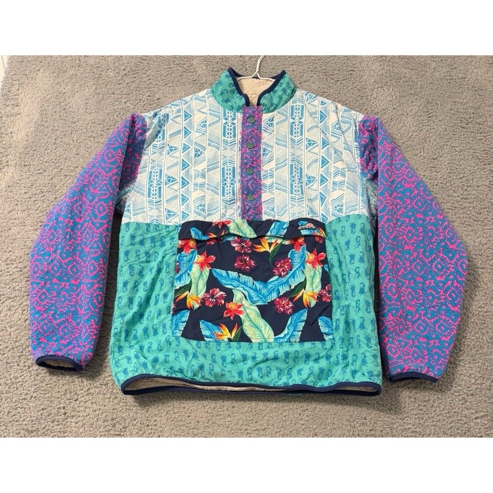 Chubbies‎ Wanderers Club Pullover Reversible Sherpa Jacket Medium Retro VTG